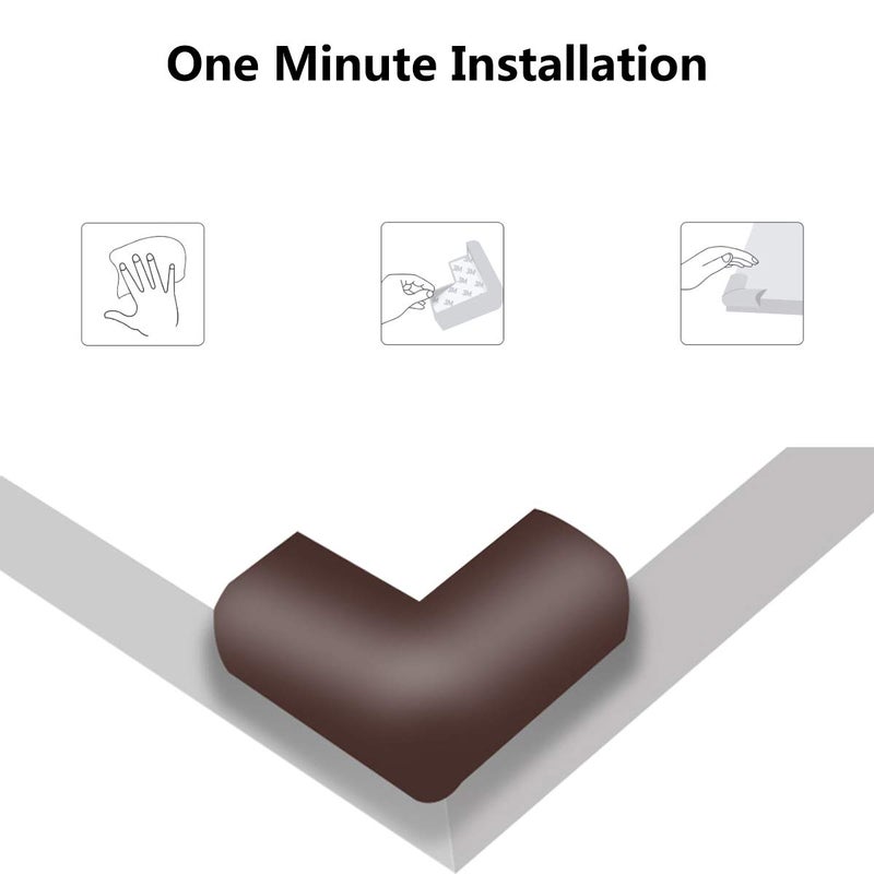 AnFun Corner Protector Baby Proof | Corner Guard Child Safety for Babies, Toddlers, Kids | Foam Corner Covers for Furniture, Table, Desk | 8 Pack (Brown) - Image 3